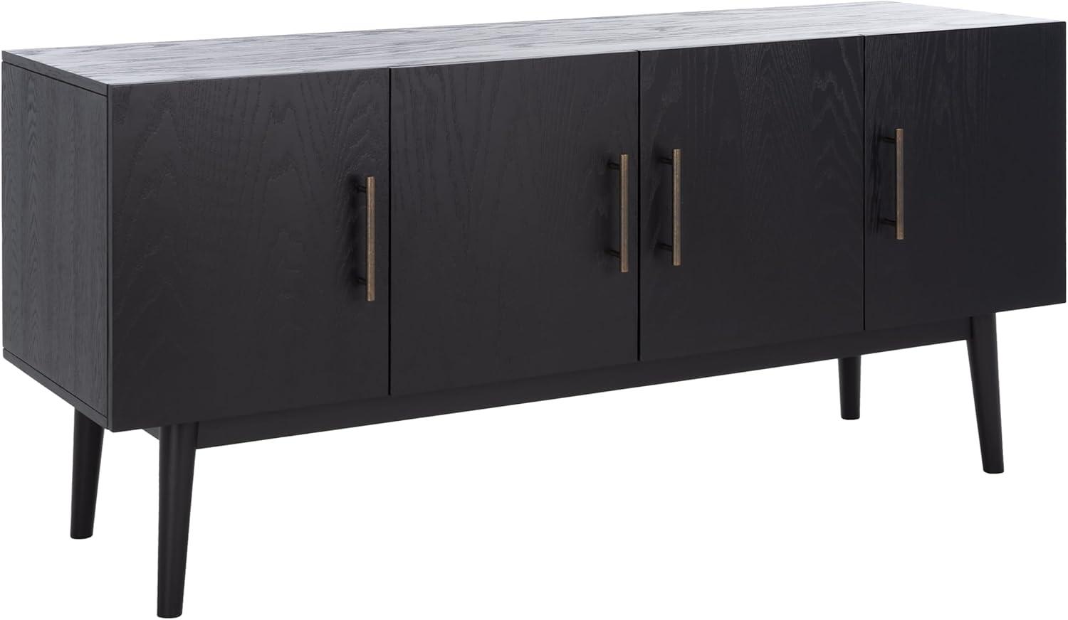 image:imageSAFAVIEH Couture Collection Doderick MidCentury White Washed 4Door Entertainment Media Standd Fits up to a 65 Flatscreen TVBlack