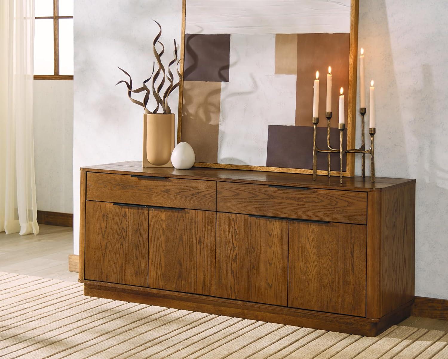 image:imageSAFAVIEH Couture Collection Gabrietta BlackGold Entertainment Media TV Stand Fits up to a 65 Flatscreen Television Fully AssembledMedium OakBlack