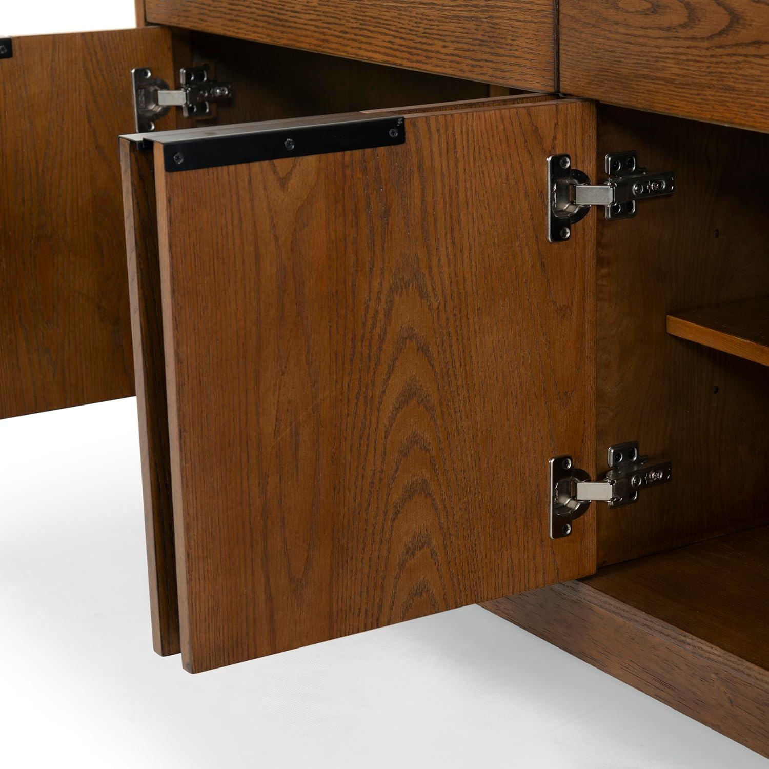 image:imageSAFAVIEH Couture Collection Gabrietta BlackGold Entertainment Media TV Stand Fits up to a 65 Flatscreen Television Fully AssembledMedium OakBlack