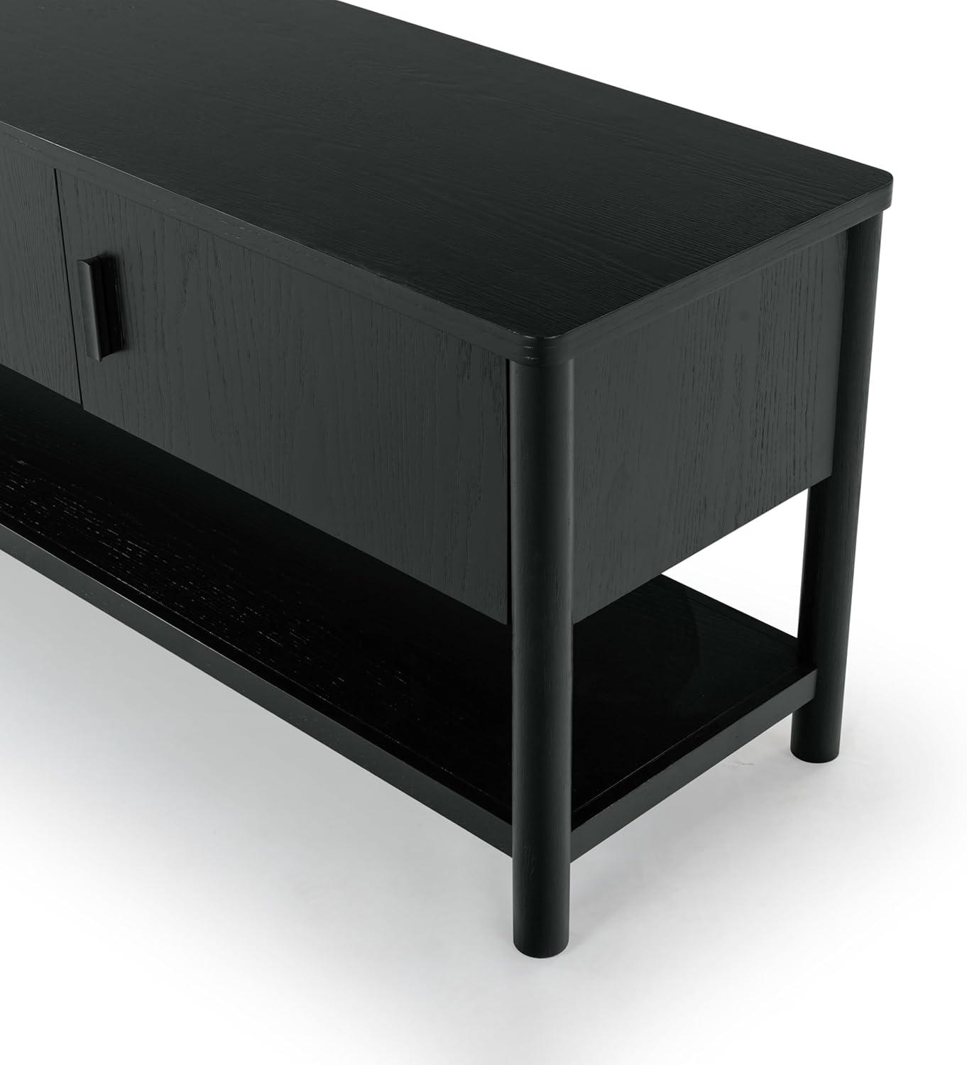 image:imageSAFAVIEH Couture Collection Jaylessa Natural 3Door Entertainment Media TV Stand Fits up to a 75 Flatscreen TelevisionBlack