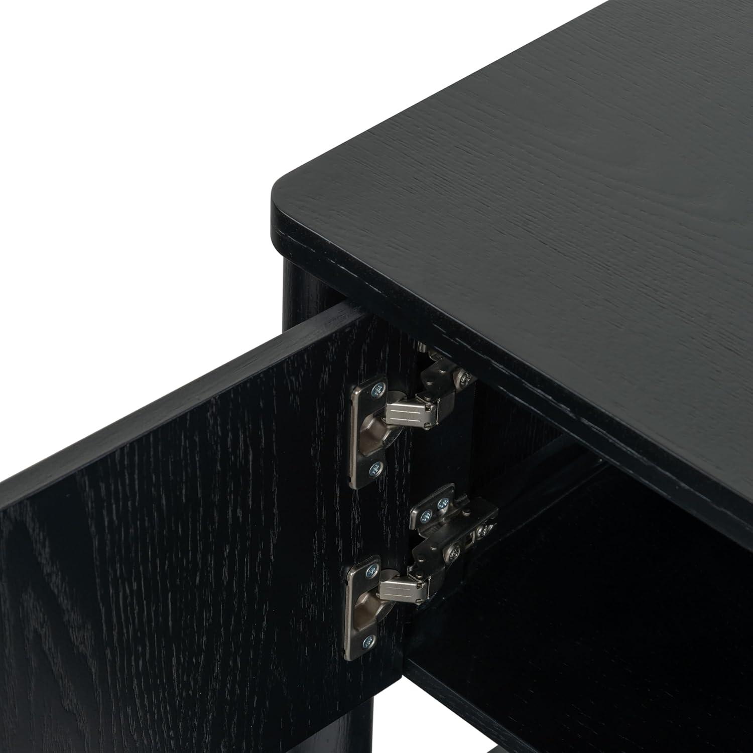 image:imageSAFAVIEH Couture Collection Jaylessa Natural 3Door Entertainment Media TV Stand Fits up to a 75 Flatscreen TelevisionBlack