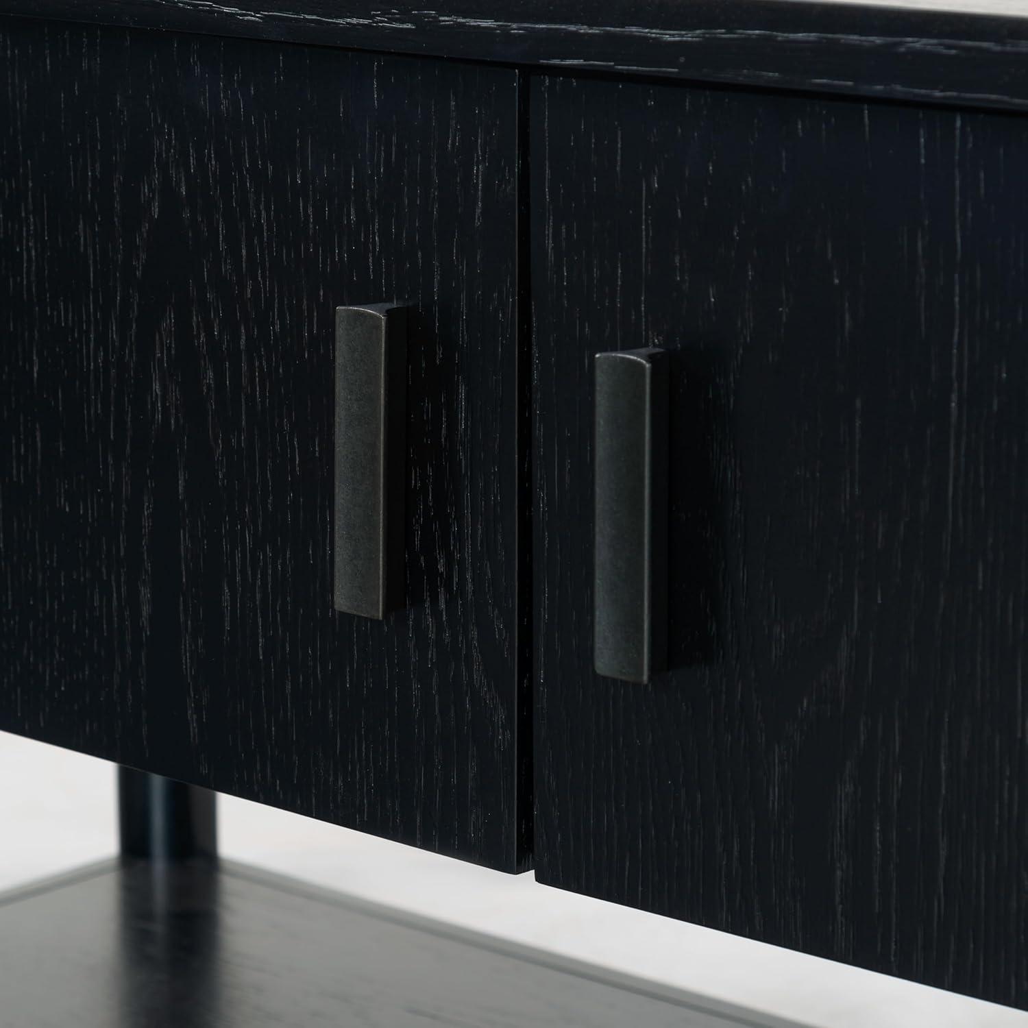 image:imageSAFAVIEH Couture Collection Jaylessa Natural 3Door Entertainment Media TV Stand Fits up to a 75 Flatscreen TelevisionBlack