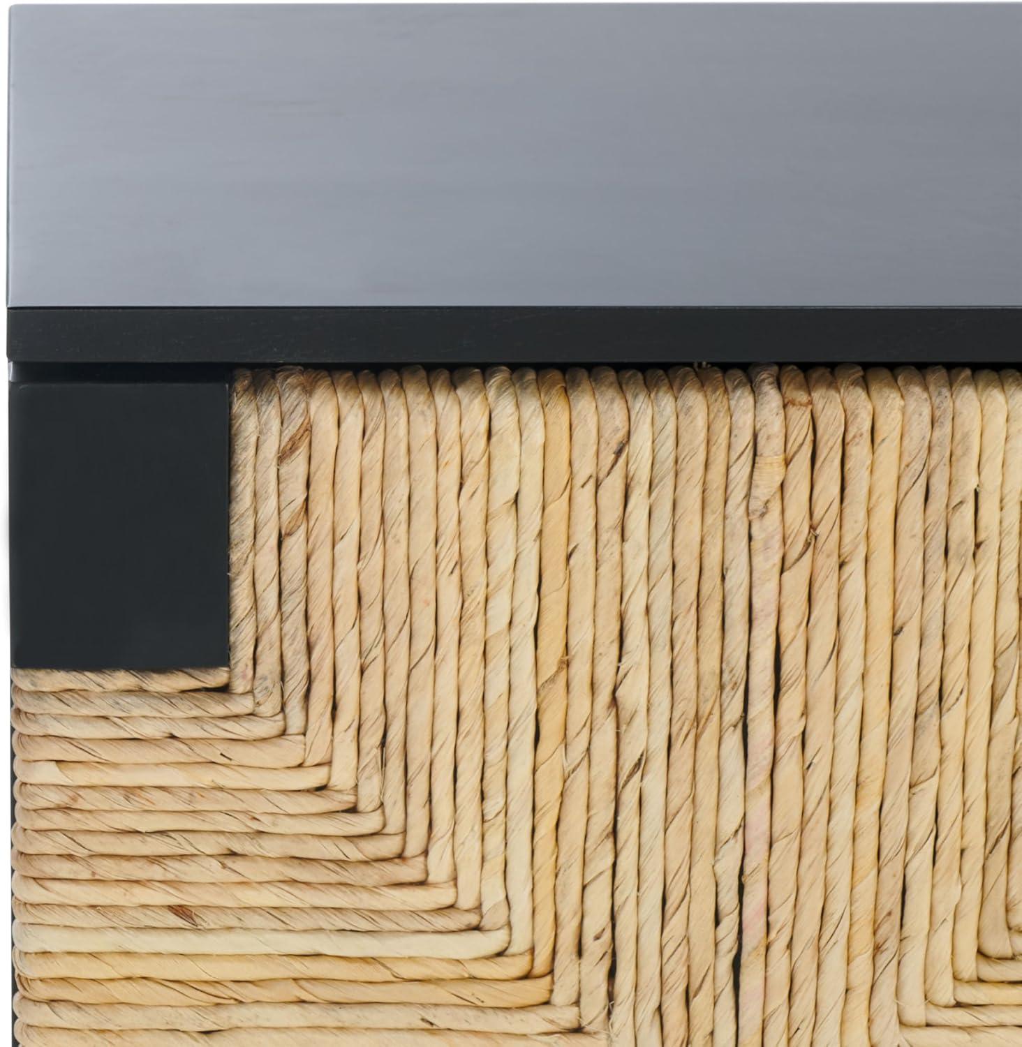 image:imageSAFAVIEH Couture Roseanne TV Stand for up to 70 Flatscreen Black amp Natural Brown 4 Banana Stem Doors with Interior Storage Entertainment Media Console Cabinet SFV1326ABlackNatural
