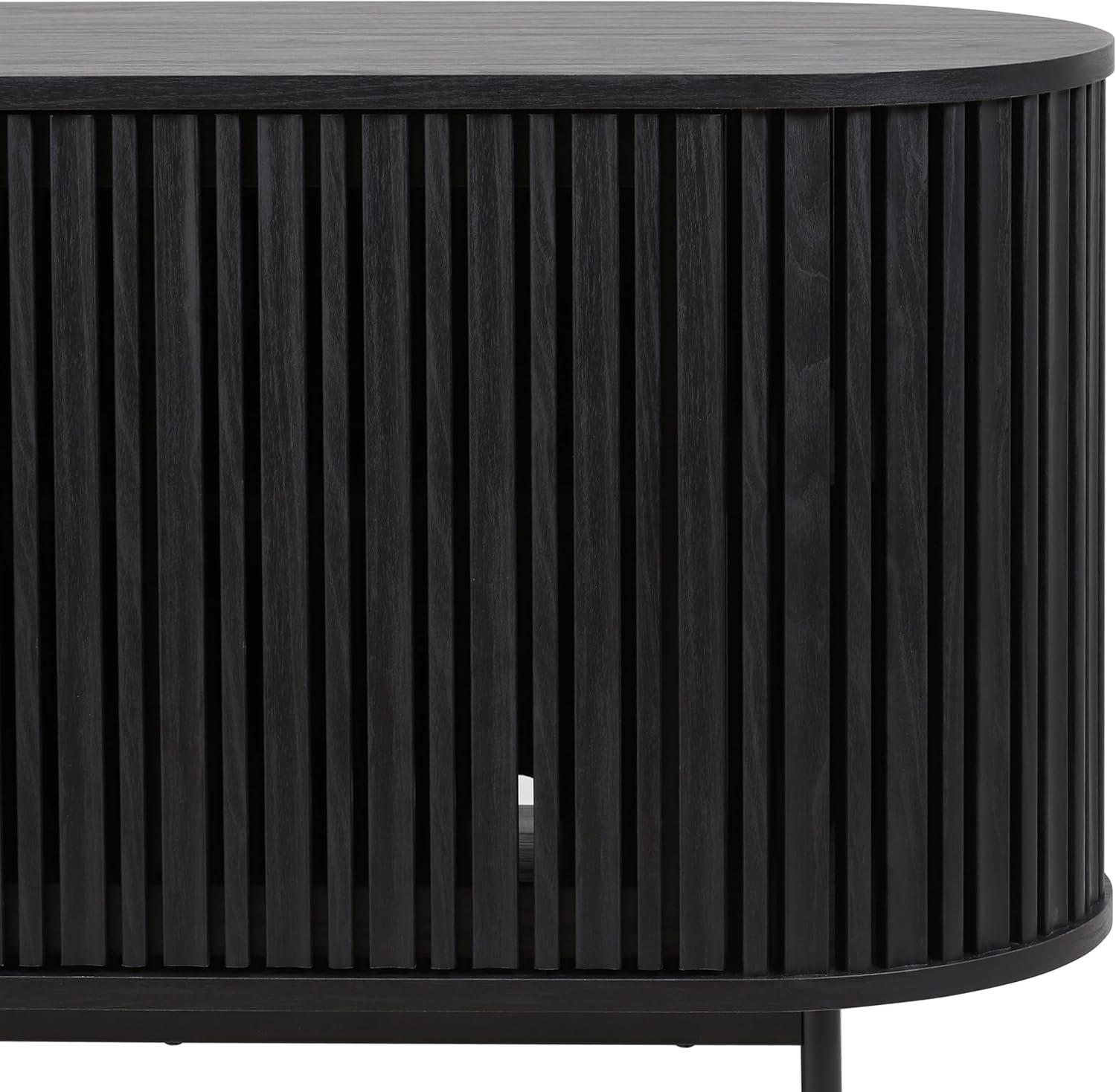 image:imageSAFAVIEH Home Collection Enid Walnut amp Black Sideboard Media Stand 2Door Entertainment Console Slatted Modern Design Fits up to 65 Flatscreen TV MED9644ABlackBlack