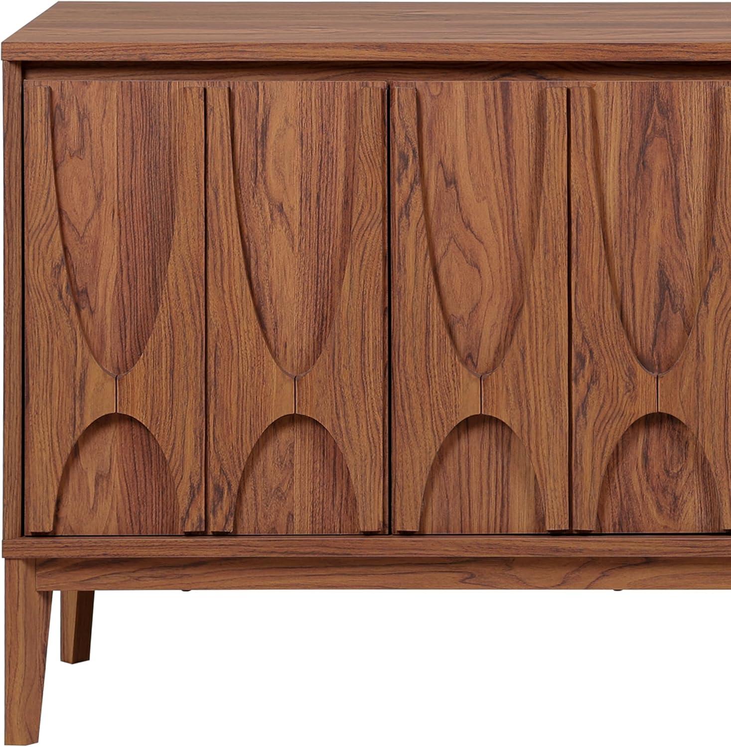 image:imageSAFAVIEH Home Collection Sibyl Walnut Sideboard Media Stand Fits up to 70 Flatscreen TV 4 Doors with Interior Storage MED9645AWalnut