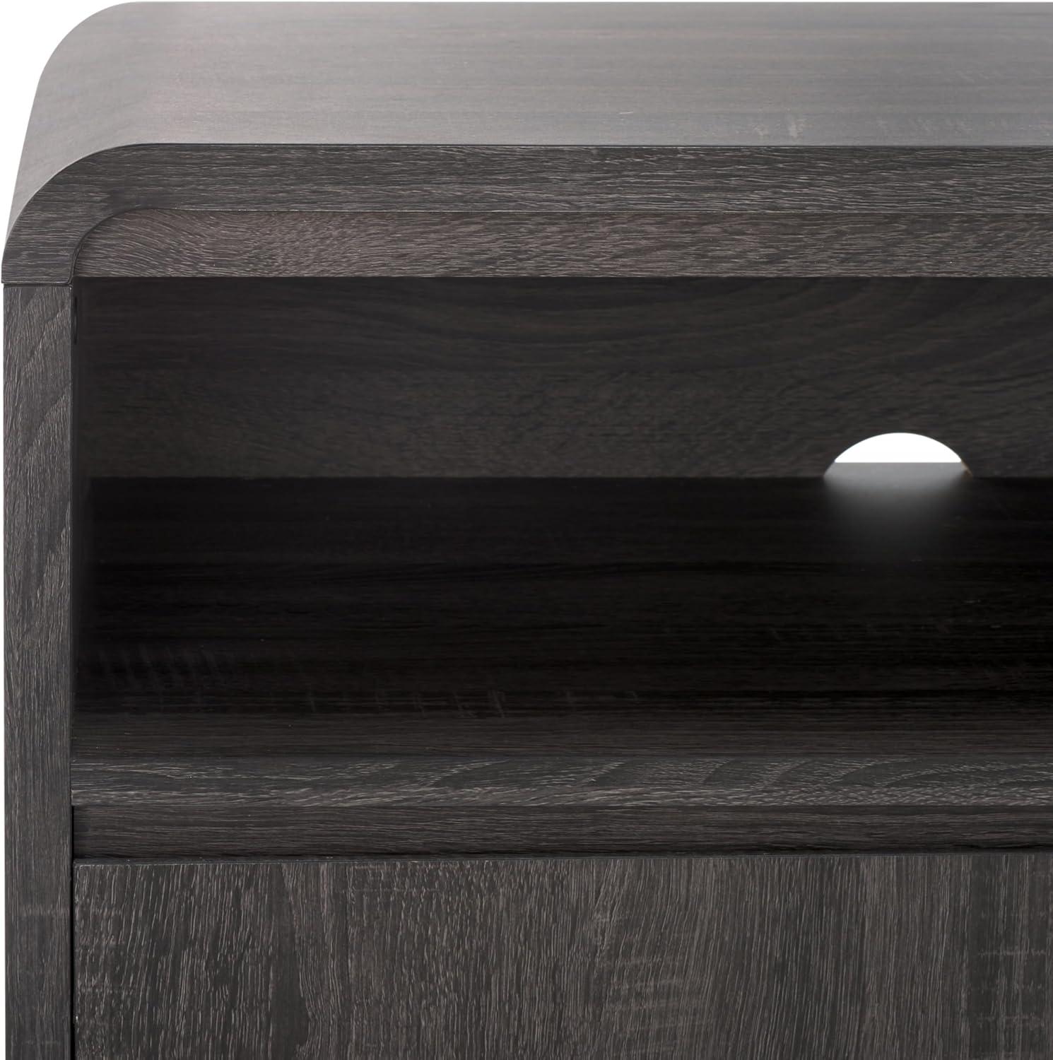 image:imageSAFAVIEH Narine TV Stand for up to 65 Flatscreen Distressed Black 4 Doors with Interior Storage 2 Open Shelves Sideboard Entertainment Media Console Cabinet MED9620EDistressed Black