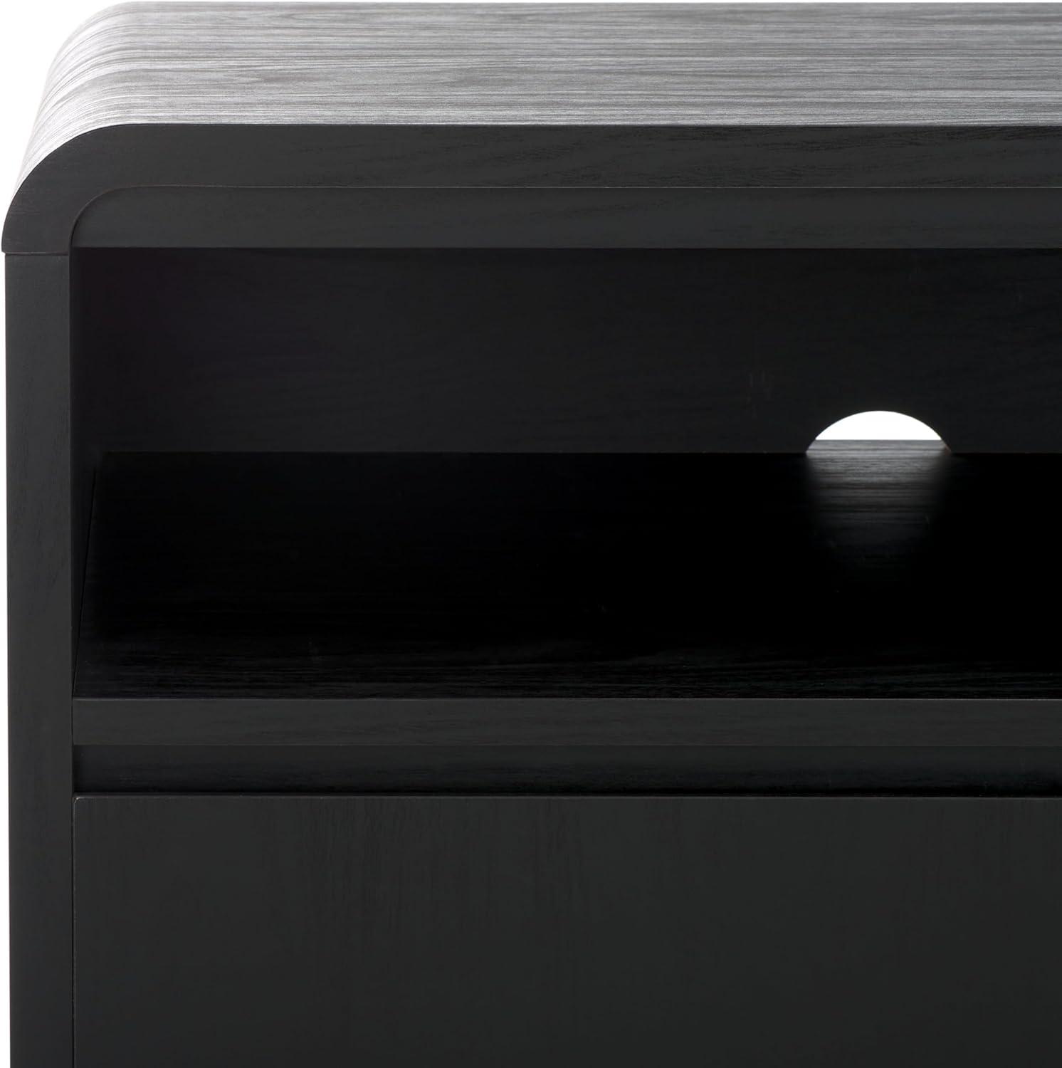 image:imageSAFAVIEH Narine TV Stand for up to 65 Flatscreen Distressed Black 4 Doors with Interior Storage 2 Open Shelves Sideboard Entertainment Media Console Cabinet MED9620EBlack