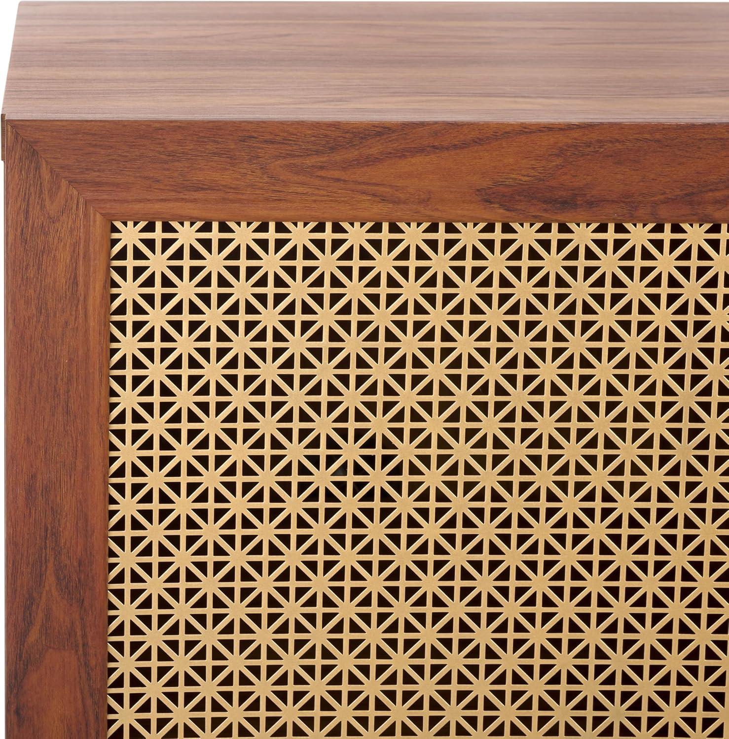 image:imageSAFAVIEH Piran TV Stand for up to 60 Flatscreen Walnut amp Gold 2 Doors with Interior Storage 3 Drawers Sideboard Entertainment Media Console MED9631AWalnutGold