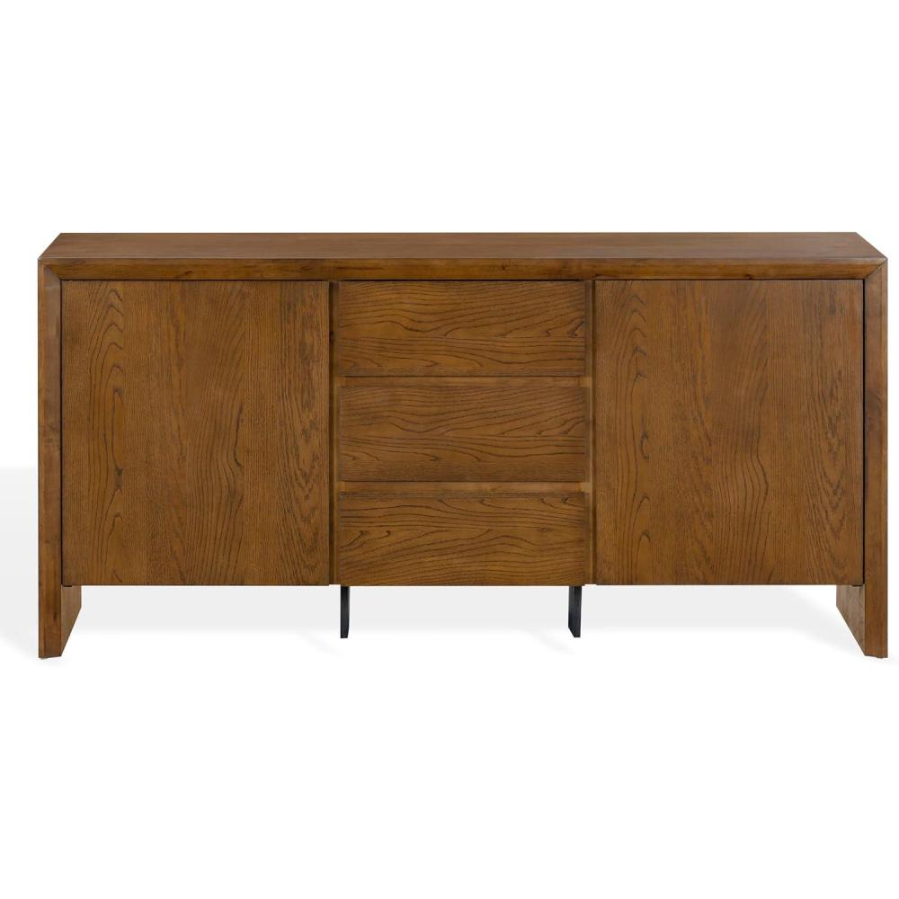 image:imageSAFAVIEH Couture Collection Darnell Medium Oak Wood Sideboard 3 Drawers amp 2 Cabinets Modern Storage Buffet Fully Assembled SFV2216CMedium Oak