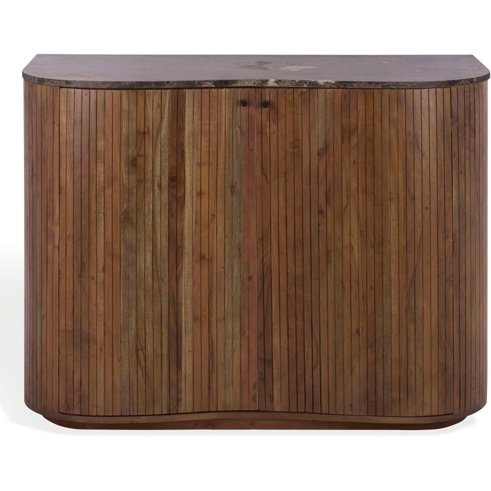 image:imageSAFAVIEH Couture Collection Jamilah Brown 2Door 2Shelf Marble Top Chest Fully Assembled SFV5775ABrown