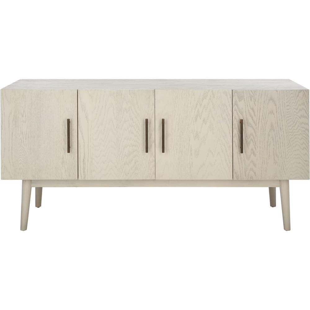 image:imageSAFAVIEH Couture Collection Doderick MidCentury White Washed 4Door Entertainment Media Standd Fits up to a 65 Flatscreen TVWhite Washed