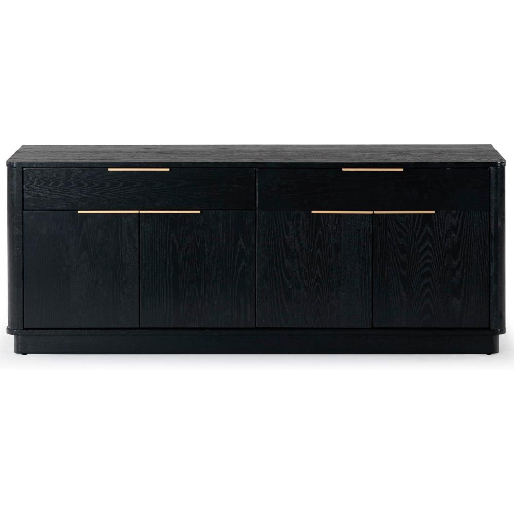 image:imageSAFAVIEH Couture Collection Gabrietta BlackGold Entertainment Media TV Stand Fits up to a 65 Flatscreen Television Fully AssembledBlackGold