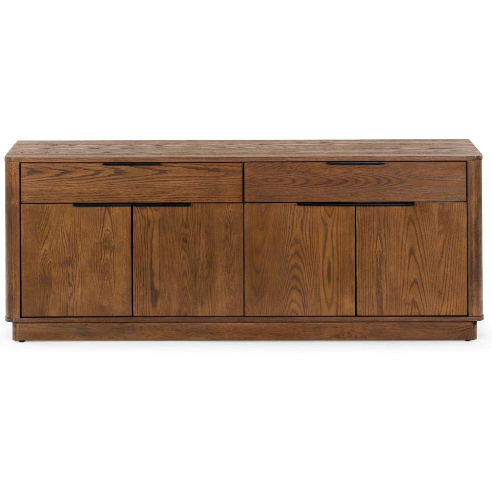 image:imageSAFAVIEH Couture Collection Gabrietta BlackGold Entertainment Media TV Stand Fits up to a 65 Flatscreen Television Fully AssembledMedium OakBlack