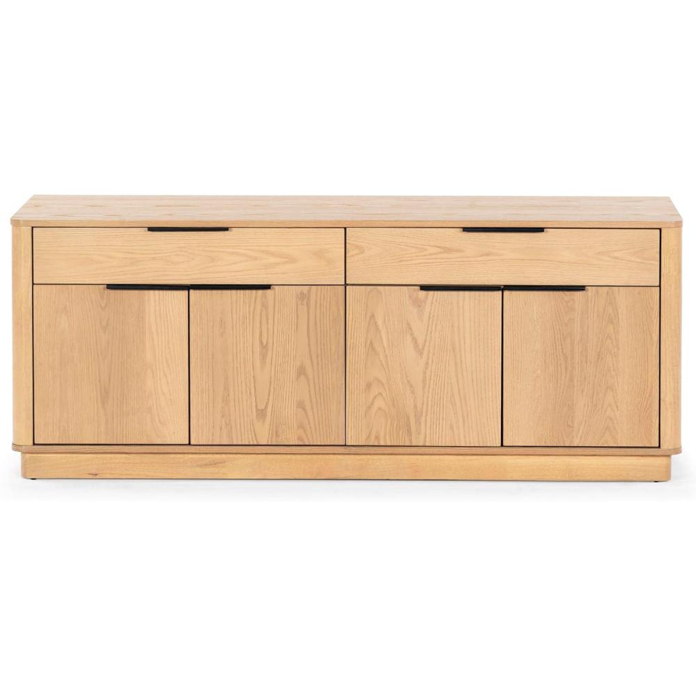 image:imageSAFAVIEH Couture Collection Gabrietta BlackGold Entertainment Media TV Stand Fits up to a 65 Flatscreen Television Fully AssembledNaturalBlack