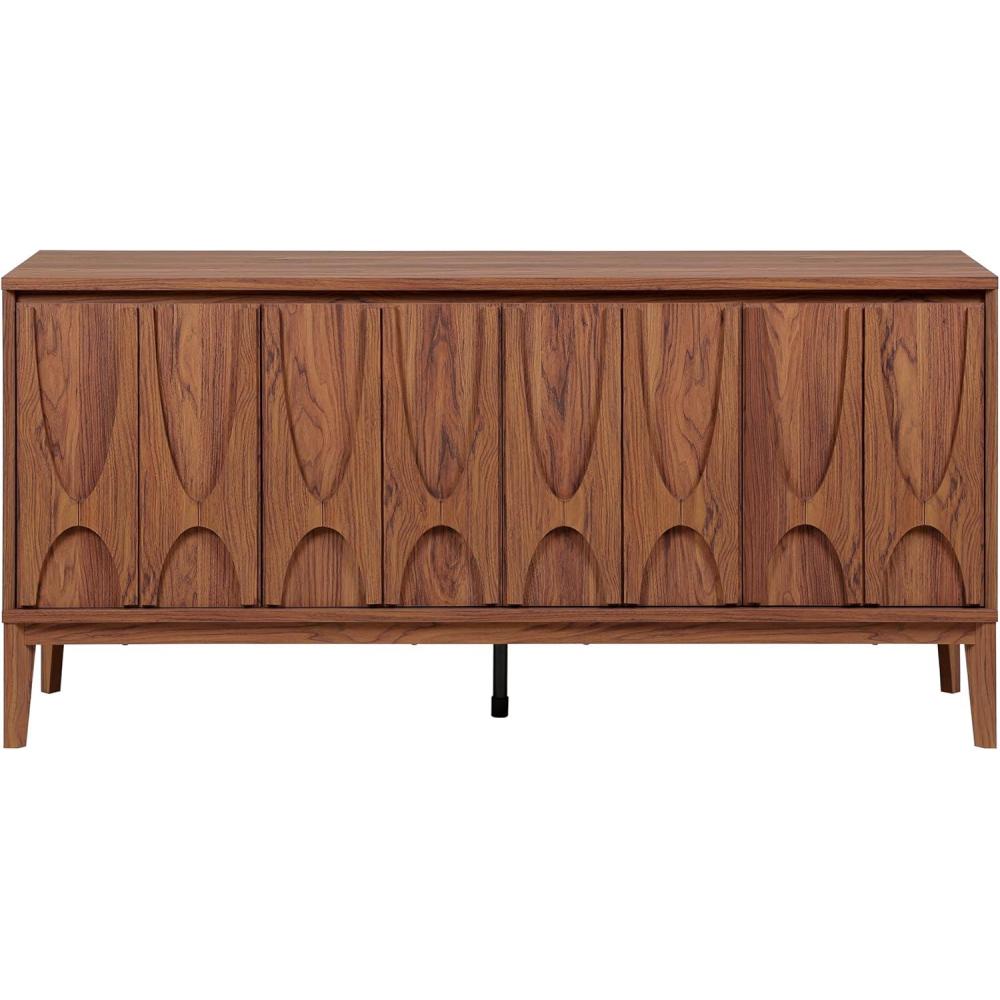 image:imageSAFAVIEH Home Collection  Sibyl Walnut Sideboard Media Stand Fits up to 70 Flatscreen TV 4 Doors with Interior Storage MED9645AWalnut