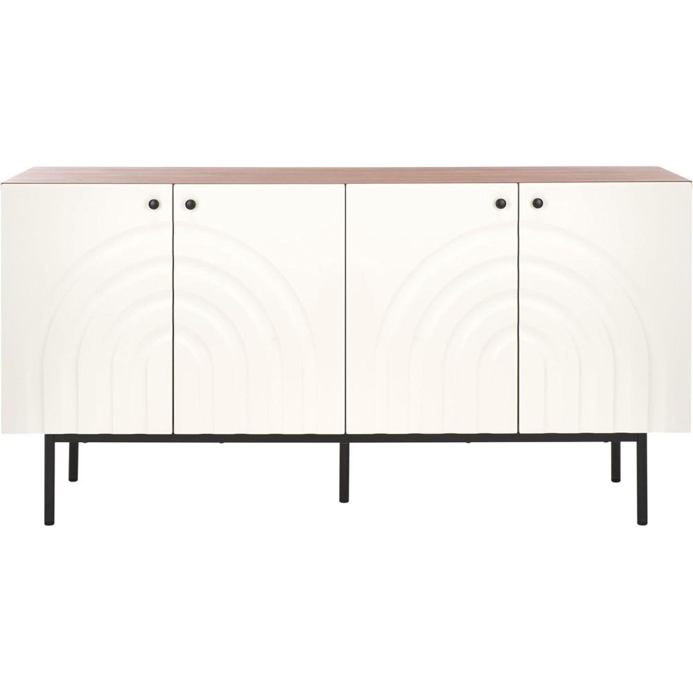image:imageSAFAVIEH Mayln TV Stand for up to 70 Flatscreen Walnut White amp Black 4 Doors with Interior Storage Cabinet Sideboard Entertainment Media Console MED9634AIvoryWhite
