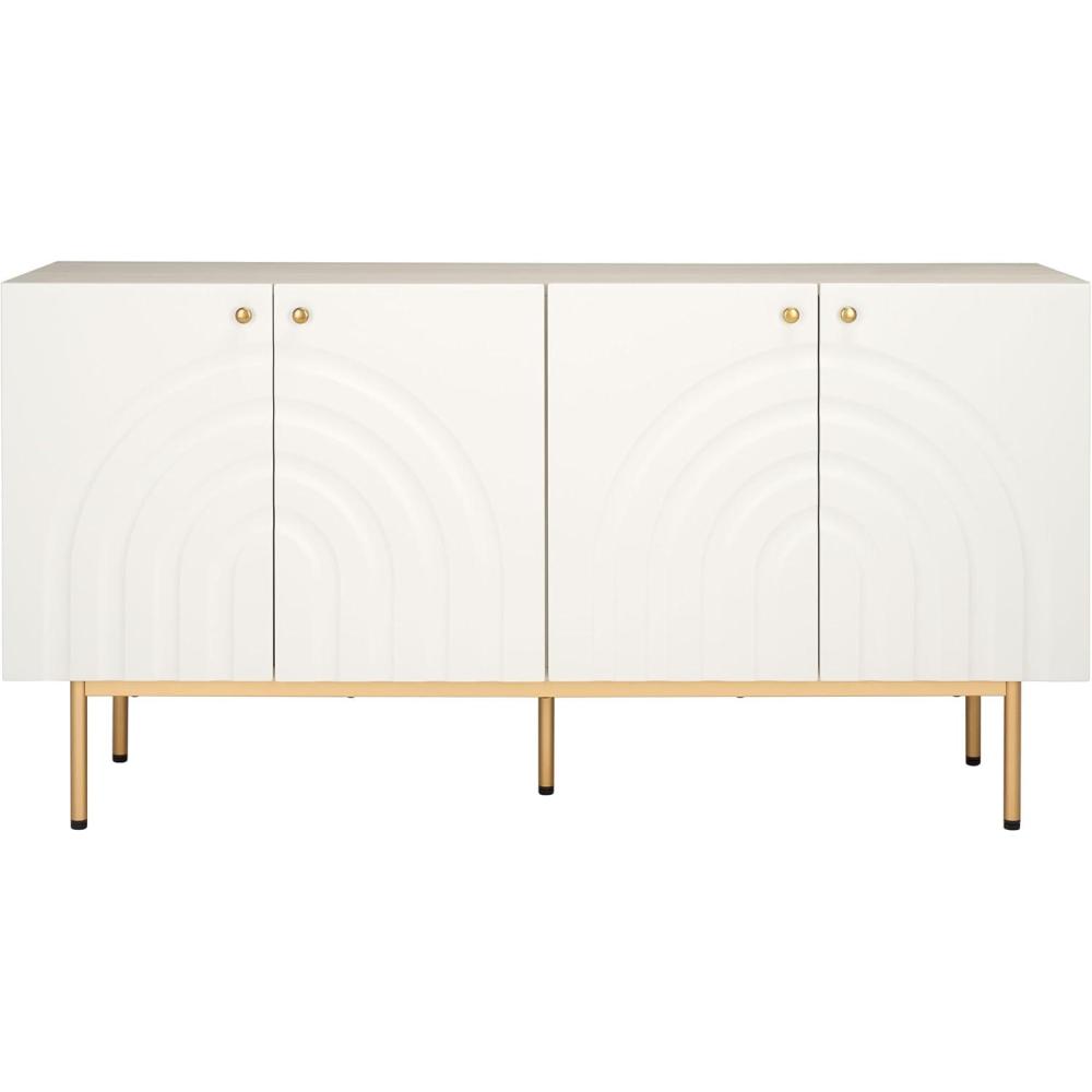 image:imageSAFAVIEH Mayln TV Stand for up to 70 Flatscreen  Walnut White amp Black 4 Doors with Interior Storage Cabinet Sideboard Entertainment Media Console MED9634ABleached WhiteWhite