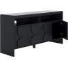SAFAVIEH Arsenio TV Stand for up to 65″ Flatscreen, Walnut Brown, 4 Doors with Interior Storage, 2 Shelves, Sideboard Entertainment Media Console (MED3101A)(Black)