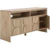 SAFAVIEH Arsenio TV Stand for up to 65″ Flatscreen, Walnut Brown, 4 Doors with Interior Storage, 2 Shelves, Sideboard Entertainment Media Console (MED3101A)(Light Cream)