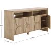 SAFAVIEH Arsenio TV Stand for up to 65″ Flatscreen, Walnut Brown, 4 Doors with Interior Storage, 2 Shelves, Sideboard Entertainment Media Console (MED3101A)(Light Cream)
