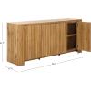 SAFAVIEH Conall TV Stand for up to 75″ Flatscreen, Oak Brown, Fluted 4-Door Sideboard with Interior Storage, Entertainment Media Console (MED3102A)(Oak)