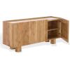 SAFAVIEH Couture Collection – Ashlietta Natural Wood & Travertine Top Sideboard, Modern Storage Cabinet, Fully Assembled (SFV5778A)(Natural/Travertine)