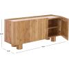 SAFAVIEH Couture Collection – Ashlietta Natural Wood & Travertine Top Sideboard, Modern Storage Cabinet, Fully Assembled (SFV5778A)(Natural/Travertine)