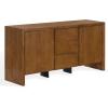 SAFAVIEH Couture Collection – Darnell Medium Oak Wood Sideboard, 3 Drawers & 2 Cabinets, Modern Storage Buffet, Fully Assembled (SFV2216C)(Medium Oak)