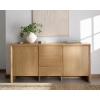 SAFAVIEH Couture Collection – Darnell Medium Oak Wood Sideboard, 3 Drawers & 2 Cabinets, Modern Storage Buffet, Fully Assembled (SFV2216C)(Natural)