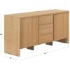 SAFAVIEH Couture Collection – Darnell Medium Oak Wood Sideboard, 3 Drawers & 2 Cabinets, Modern Storage Buffet, Fully Assembled (SFV2216C)(Natural)