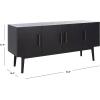 SAFAVIEH Couture Collection Doderick Mid-Century White Washed 4-Door Entertainment Media Standd (Fits up to a 65″ Flatscreen TV)(Black)