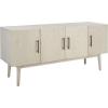 SAFAVIEH Couture Collection Doderick Mid-Century White Washed 4-Door Entertainment Media Standd (Fits up to a 65″ Flatscreen TV)(White Washed)