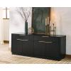 SAFAVIEH Couture Collection Gabrietta Black/Gold Entertainment Media TV Stand- Fits up to a 65″ Flatscreen Television (Fully Assembled)(Black/Gold)
