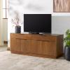 SAFAVIEH Couture Collection Gabrietta Black/Gold Entertainment Media TV Stand- Fits up to a 65″ Flatscreen Television (Fully Assembled)(Medium Oak/Black)