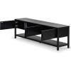 SAFAVIEH Couture Collection Jaylessa Natural 3-Door Entertainment Media TV Stand (Fits up to a 75″ Flatscreen Television)(Black)