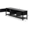 SAFAVIEH Couture Collection Jaylessa Natural 3-Door Entertainment Media TV Stand (Fits up to a 75″ Flatscreen Television)(Black)