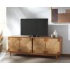 SAFAVIEH Couture Roseanne TV Stand for up to 70″ Flatscreen – Black & Natural Brown, 4 Banana Stem Doors with Interior Storage, Entertainment Media Console Cabinet (SFV1326A)(Natural)