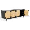 SAFAVIEH Couture Roseanne TV Stand for up to 70″ Flatscreen – Black & Natural Brown, 4 Banana Stem Doors with Interior Storage, Entertainment Media Console Cabinet (SFV1326A)(Black/Natural)