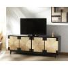 SAFAVIEH Couture Roseanne TV Stand for up to 70″ Flatscreen – Black & Natural Brown, 4 Banana Stem Doors with Interior Storage, Entertainment Media Console Cabinet (SFV1326A)(Black/Natural)