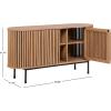 SAFAVIEH Home Collection – Enid Walnut & Black Sideboard Media Stand, 2-Door Entertainment Console, Slatted Modern Design, Fits up to 65″ Flatscreen TV (MED9644A)(Oak/Black)
