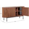 SAFAVIEH Home Collection – Enid Walnut & Black Sideboard Media Stand, 2-Door Entertainment Console, Slatted Modern Design, Fits up to 65″ Flatscreen TV (MED9644A)(Walnut/Black)