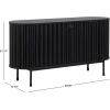 SAFAVIEH Home Collection – Enid Walnut & Black Sideboard Media Stand, 2-Door Entertainment Console, Slatted Modern Design, Fits up to 65″ Flatscreen TV (MED9644A)(Black/Black)