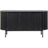 SAFAVIEH Home Collection – Enid Walnut & Black Sideboard Media Stand, 2-Door Entertainment Console, Slatted Modern Design, Fits up to 65″ Flatscreen TV (MED9644A)(Black/Black)