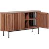SAFAVIEH Home Collection – Enid Walnut & Black Sideboard Media Stand, 2-Door Entertainment Console, Slatted Modern Design, Fits up to 65″ Flatscreen TV (MED9644A)(Walnut/Black)