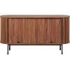 SAFAVIEH Home Collection – Enid Walnut & Black Sideboard Media Stand, 2-Door Entertainment Console, Slatted Modern Design, Fits up to 65″ Flatscreen TV (MED9644A)(Walnut/Black)