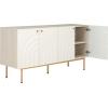 SAFAVIEH Mayln TV Stand for up to 70″ Flatscreen – Walnut, White & Black, 4 Doors with Interior Storage, Cabinet Sideboard Entertainment Media Console (MED9634A)(Bleached White/White)
