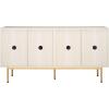 SAFAVIEH Mayln TV Stand for up to 70″ Flatscreen – Walnut, White & Black, 4 Doors with Interior Storage, Cabinet Sideboard Entertainment Media Console (MED9634A)(Bleached White/White)