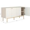 SAFAVIEH Mayln TV Stand for up to 70″ Flatscreen – Walnut, White & Black, 4 Doors with Interior Storage, Cabinet Sideboard Entertainment Media Console (MED9634A)(Bleached White/White)