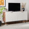 SAFAVIEH Mayln TV Stand for up to 70″ Flatscreen – Walnut, White & Black, 4 Doors with Interior Storage, Cabinet Sideboard Entertainment Media Console (MED9634A)(Ivory/White)