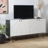 SAFAVIEH Mayln TV Stand for up to 70″ Flatscreen – Walnut, White & Black, 4 Doors with Interior Storage, Cabinet Sideboard Entertainment Media Console (MED9634A)(Black/White)
